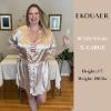 image:imageEkouaer Womens Satin Robes Sexy Lace Cami Nightwear Silk Bridesmaid Lingerie Kimono 34 Sleeve SleepwearChampagne