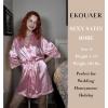 image:imageEkouaer Womens Satin Robes Sexy Lace Cami Nightwear Silk Bridesmaid Lingerie Kimono 34 Sleeve SleepwearPink