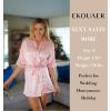 image:imageEkouaer Womens Satin Robes Sexy Lace Cami Nightwear Silk Bridesmaid Lingerie Kimono 34 Sleeve SleepwearPink