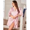image:imageEkouaer Womens Satin Robes Sexy Lace Cami Nightwear Silk Bridesmaid Lingerie Kimono 34 Sleeve SleepwearPink