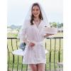 image:imageEkouaer Womens Satin Robes Sexy Lace Cami Nightwear Silk Bridesmaid Lingerie Kimono 34 Sleeve SleepwearWhite