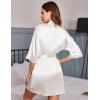 image:imageEkouaer Womens Satin Robes Sexy Lace Cami Nightwear Silk Bridesmaid Lingerie Kimono 34 Sleeve SleepwearWhite