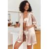 image:imageEkouaer Womens Satin Robes Silk Kimono Bath Robe Short Ruffled Hem Bride Bridesmaid Sleepwear with Pockets01champagne