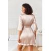 image:imageEkouaer Womens Satin Robes Silk Kimono Bath Robe Short Ruffled Hem Bride Bridesmaid Sleepwear with Pockets01champagne