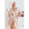 image:imageEkouaer Womens Satin Robes Silk Kimono Bath Robe Short Ruffled Hem Bride Bridesmaid Sleepwear with Pockets01champagne