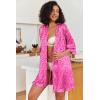 image:imageEkouaer Womens Satin Robes Silk Kimono Bath Robe Short Ruffled Hem Bride Bridesmaid Sleepwear with Pockets01hot Pink Leopard