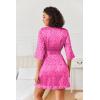 image:imageEkouaer Womens Satin Robes Silk Kimono Bath Robe Short Ruffled Hem Bride Bridesmaid Sleepwear with Pockets01hot Pink Leopard