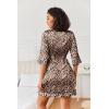 image:imageEkouaer Womens Satin Robes Silk Kimono Bath Robe Short Ruffled Hem Bride Bridesmaid Sleepwear with Pockets01leopard