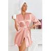 image:imageEkouaer Womens Satin Robes Silk Kimono Bath Robe Short Ruffled Hem Bride Bridesmaid Sleepwear with Pockets01misty Rose