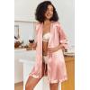 image:imageEkouaer Womens Satin Robes Silk Kimono Bath Robe Short Ruffled Hem Bride Bridesmaid Sleepwear with Pockets01misty Rose