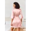 image:imageEkouaer Womens Satin Robes Silk Kimono Bath Robe Short Ruffled Hem Bride Bridesmaid Sleepwear with Pockets01pastel Pink