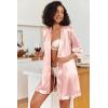 image:imageEkouaer Womens Satin Robes Silk Kimono Bath Robe Short Ruffled Hem Bride Bridesmaid Sleepwear with Pockets01pastel Pink