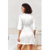image:imageEkouaer Womens Satin Robes Silk Kimono Bath Robe Short Ruffled Hem Bride Bridesmaid Sleepwear with Pockets01white
