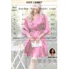 image:imageEkouaer Womens Satin Robes Silk Kimono Bath Robe Short Ruffled Hem Bride Bridesmaid Sleepwear with PocketsHot Pink