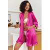 image:imageEkouaer Womens Satin Robes Silk Kimono Bath Robe Short Ruffled Hem Bride Bridesmaid Sleepwear with PocketsHot Pink