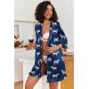 image:imageEkouaer Womens Satin Robes Silk Kimono Bath Robe Short Ruffled Hem Bride Bridesmaid Sleepwear with PocketsNavy Zebra