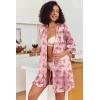 image:imageEkouaer Womens Satin Robes Silk Kimono Bath Robe Short Ruffled Hem Bride Bridesmaid Sleepwear with PocketsPink Cheetah