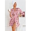 image:imageEkouaer Womens Satin Robes Silk Kimono Bath Robe Short Ruffled Hem Bride Bridesmaid Sleepwear with PocketsPink Cheetah