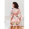 image:imageEkouaer Womens Satin Robes Silk Kimono Bath Robe Short Ruffled Hem Bride Bridesmaid Sleepwear with PocketsPink Tiger