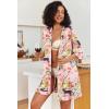 image:imageEkouaer Womens Satin Robes Silk Kimono Bath Robe Short Ruffled Hem Bride Bridesmaid Sleepwear with PocketsPink Tiger