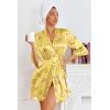 image:imageEkouaer Womens Satin Robes Silk Kimono Bath Robe Short Ruffled Hem Bride Bridesmaid Sleepwear with PocketsTeddy Bear