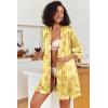 image:imageEkouaer Womens Satin Robes Silk Kimono Bath Robe Short Ruffled Hem Bride Bridesmaid Sleepwear with PocketsTeddy Bear