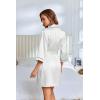 image:imageEkouaer Womens Silk Robe Satin Knee Length Bride Bridesmaid Wedding Party Bathrobe Lightweight Sexy Sleepwear with Pockets White L