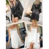 image:imageEkouaer Womens Silk Robe Set V Neck 2 Piece Satin Bathrobes 34 Sleeves Bridal Sleepwear Sexy Cami NightgownBlack