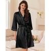 image:imageEkouaer Womens Silk Robe Set V Neck 2 Piece Satin Bathrobes 34 Sleeves Bridal Sleepwear Sexy Cami NightgownBlack