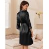image:imageEkouaer Womens Silk Robe Set V Neck 2 Piece Satin Bathrobes 34 Sleeves Bridal Sleepwear Sexy Cami NightgownBlack