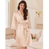 image:imageEkouaer Womens Silk Robe Set V Neck 2 Piece Satin Bathrobes 34 Sleeves Bridal Sleepwear Sexy Cami NightgownChampagne
