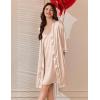 image:imageEkouaer Womens Silk Robe Set V Neck 2 Piece Satin Bathrobes 34 Sleeves Bridal Sleepwear Sexy Cami NightgownChampagne