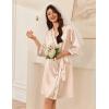 image:imageEkouaer Womens Silk Robe Set V Neck 2 Piece Satin Bathrobes 34 Sleeves Bridal Sleepwear Sexy Cami NightgownChampagne