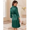 image:imageEkouaer Womens Silk Robe Set V Neck 2 Piece Satin Bathrobes 34 Sleeves Bridal Sleepwear Sexy Cami NightgownDark Green