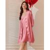 image:imageEkouaer Womens Silk Robe Set V Neck 2 Piece Satin Bathrobes 34 Sleeves Bridal Sleepwear Sexy Cami NightgownGray Purple