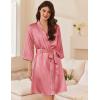 image:imageEkouaer Womens Silk Robe Set V Neck 2 Piece Satin Bathrobes 34 Sleeves Bridal Sleepwear Sexy Cami NightgownGray Purple