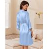 image:imageEkouaer Womens Silk Robe Set V Neck 2 Piece Satin Bathrobes 34 Sleeves Bridal Sleepwear Sexy Cami NightgownLight Blue
