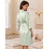 image:imageEkouaer Womens Silk Robe Set V Neck 2 Piece Satin Bathrobes 34 Sleeves Bridal Sleepwear Sexy Cami NightgownLight Green