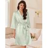 image:imageEkouaer Womens Silk Robe Set V Neck 2 Piece Satin Bathrobes 34 Sleeves Bridal Sleepwear Sexy Cami NightgownLight Green