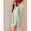 image:imageEkouaer Womens Silk Robe Set V Neck 2 Piece Satin Bathrobes 34 Sleeves Bridal Sleepwear Sexy Cami NightgownLight Green