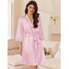 image:imageEkouaer Womens Silk Robe Set V Neck 2 Piece Satin Bathrobes 34 Sleeves Bridal Sleepwear Sexy Cami NightgownMisty Rose