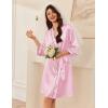 image:imageEkouaer Womens Silk Robe Set V Neck 2 Piece Satin Bathrobes 34 Sleeves Bridal Sleepwear Sexy Cami NightgownMisty Rose