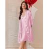 image:imageEkouaer Womens Silk Robe Set V Neck 2 Piece Satin Bathrobes 34 Sleeves Bridal Sleepwear Sexy Cami NightgownMisty Rose