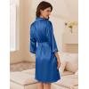 image:imageEkouaer Womens Silk Robe Set V Neck 2 Piece Satin Bathrobes 34 Sleeves Bridal Sleepwear Sexy Cami NightgownNavy