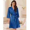 image:imageEkouaer Womens Silk Robe Set V Neck 2 Piece Satin Bathrobes 34 Sleeves Bridal Sleepwear Sexy Cami NightgownNavy