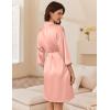 image:imageEkouaer Womens Silk Robe Set V Neck 2 Piece Satin Bathrobes 34 Sleeves Bridal Sleepwear Sexy Cami NightgownPastel Pink