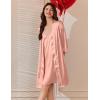 image:imageEkouaer Womens Silk Robe Set V Neck 2 Piece Satin Bathrobes 34 Sleeves Bridal Sleepwear Sexy Cami NightgownPastel Pink