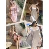 image:imageEkouaer Womens Silk Robe Set V Neck 2 Piece Satin Bathrobes 34 Sleeves Bridal Sleepwear Sexy Cami NightgownPastel Pink