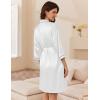 image:imageEkouaer Womens Silk Robe Set V Neck 2 Piece Satin Bathrobes 34 Sleeves Bridal Sleepwear Sexy Cami NightgownWhite