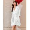 image:imageEkouaer Womens Silk Robe Set V Neck 2 Piece Satin Bathrobes 34 Sleeves Bridal Sleepwear Sexy Cami NightgownWhite